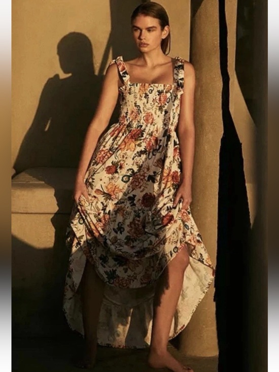 Agua Bendita Dresses & Skirts - AGUA BENDITA Lucery Numen Floral Smocked Tie Shoulder Tiered Dress Size Medium